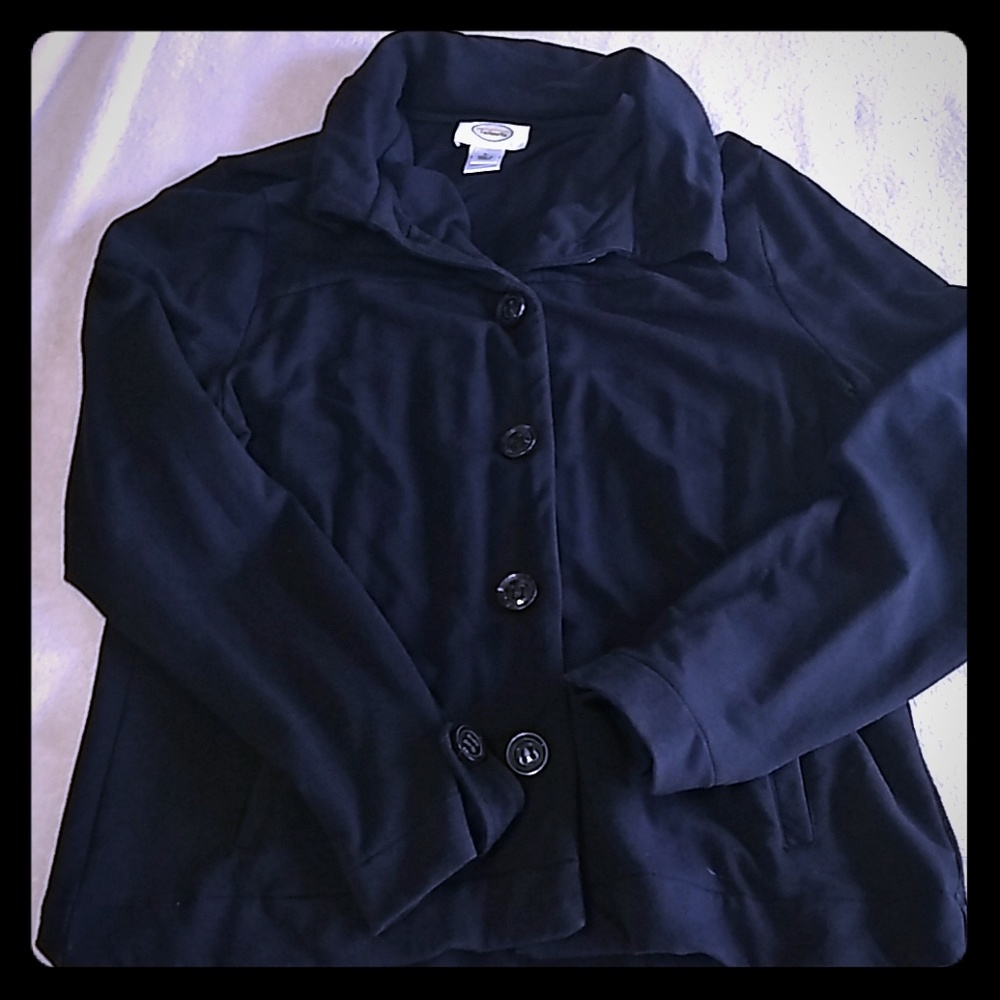 Talbots Navy Blue Button-Front Blazer Jacket